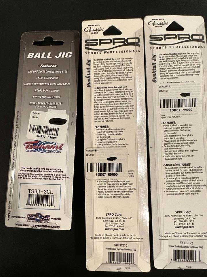 Spro Fishing Lure SBTJCC-2 Prime Bucktail Jig 2 盎司 Crazy Chartreuse 批量 3 件。 — 第 3/3 张图片