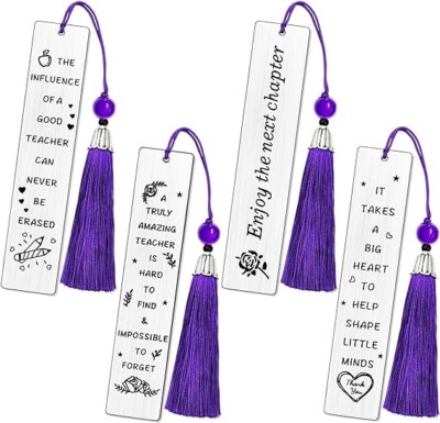 4 Pcs Graduation Bookmarks Gifts, Inspirational Thank You Teacher Gifts, School