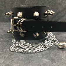 Punk Goth Bracelet Unisex Black Leather Spike Rivet Metal Studded Wristband 5153