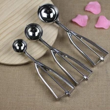 3PCS/Set Ice Cream Spoon Stainless Steel Spring Handle Masher Cookie Scoop US