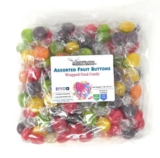 Assorted Fruit Flavored Buttons Candy - 2 lbs. ~ YANKEETRADERS® ~ FREE SHIPPING