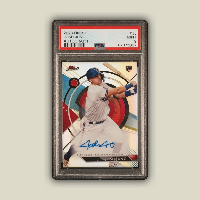 Josh Jung 2023 Topps Finest Refractor Auto FA-JJ Rangers PSA 9