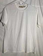 Vntg Field Manor Polyester Short Sleeve Classic Casual T-Shirt Women's White  M