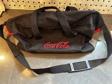 Coca Cola Black Duffle/Gym Bag Black & Red, Leeds Brand 18” X 10” Base
