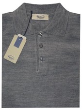MAGLIA UOMO lana merino collo polo 46 48 50 52 54 56 58 60 grigio MADE  ITALY