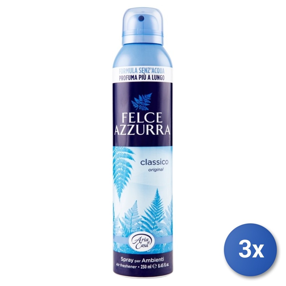 3x Blue Fern House Spray 250 Ml. Classic Deodorant