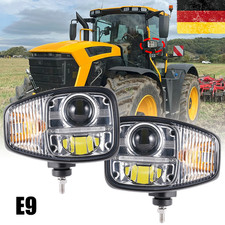 E9 Paar 9 Zoll LED Scheinwerfer DRL und Anzeige f&uuml;r JCB Fastrac Teleskoplader