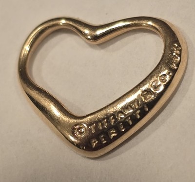 18k Yellow Gold Tiffany & Co. Elsa Peretti Open Heart Pendant Vintage VTG 