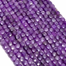 Natural Amethyst Gemstone Box Shape Faceted Beads 5 mm Strand 8" AB-137
