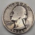 * SILVER * 1934  Washington Quarter - 90% Silver