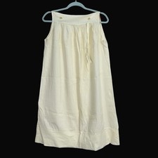 Vintage Cream Sleeveless Nightgown Embroidered Yoke Slip Dress Sheer Flowy Fair