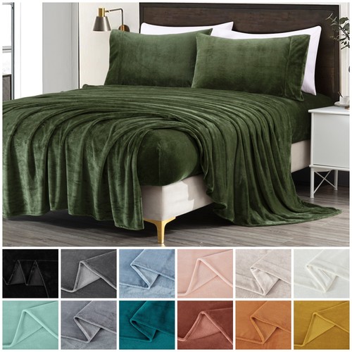Chezmoi Collection Lavish Extra Soft Microplush Fleece Velvety Bed Sheet Set - 第 1/36 張圖片