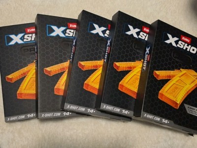  Zuru X-Shot X Shot Pro Clips, (1 Half Clip And 1 Full Clip In Box)  5 Box Set