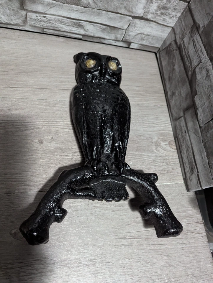 Vintage 13" Ferro Fundido Coruja Lareira e Peça de Ferro Decoração Escultura Animal - Imagem 4 de 4