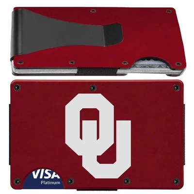 TIMELESSETCHINGS Oklahoma Sooners OSU Engraved Titanium Burgundy RFID Blocking Wallet Gift D7