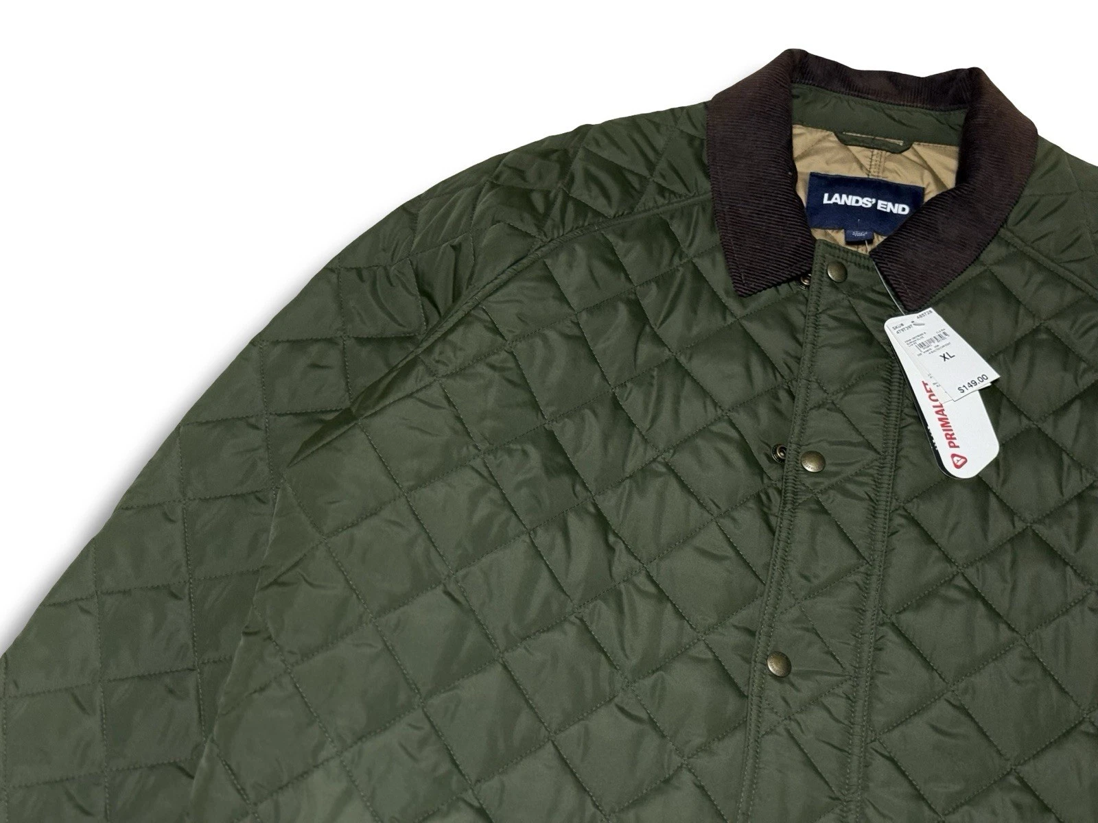 NWT! Lands End Quilted Jacket Mens XL Green Primaloft Corduroy Collar Chore Coat image 5