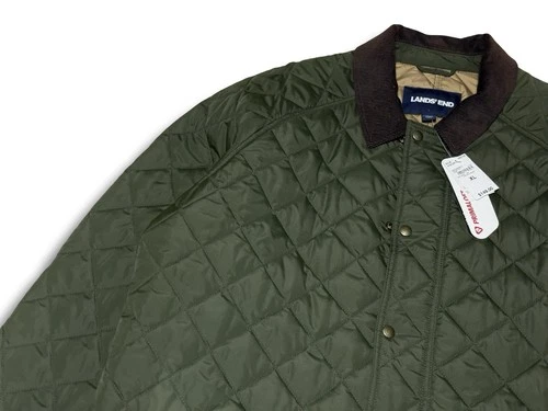 NWT! Lands End Quilted Jacket Mens XL Green Primaloft Corduroy Collar Chore Coat image 5