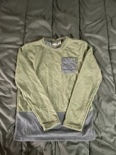 Under Armour Youth Large Fleece Pullover Crewneck Olive Green Colorblock YL