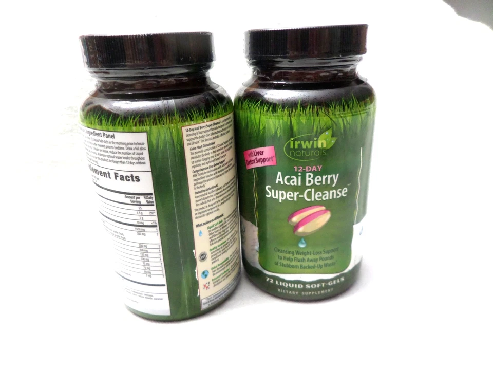 Lote De 2 Irwin Naturals 10 Días Acai Berry Super Cleanse 72 Geles Total De 142 Foto 4 de 4