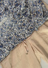 Lauren Ralph Lauren 100 Linen Wide Leg Pant Sz 8  Ruffled Riveted A F Top Sz L