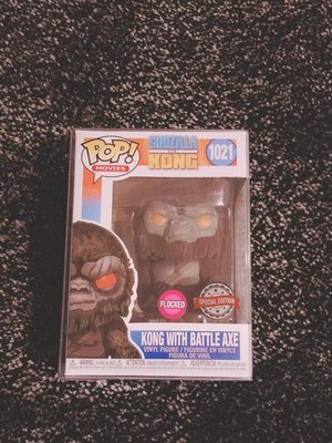Funko Pop Movies Godzilla vs Kong 1021 Kong With Battle Axe. Beflockt. 