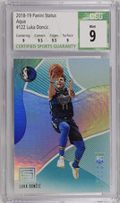 2018-19 PANINI STATUS LUKA DONCIC AQUA ROOKIE CARD #122 CSG 9 MINT LA LAKERS. rookie card picture