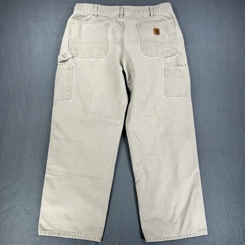 Carhartt, Vintage Carhartt Carpenter Pants Men's 36x30 (Fits 34x29) Beige Canvas B11 DES