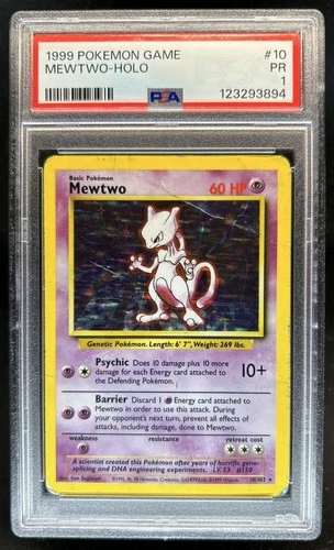 2000 Pokemon Set 2 Mewtwo Holo #10/130 PSA 1