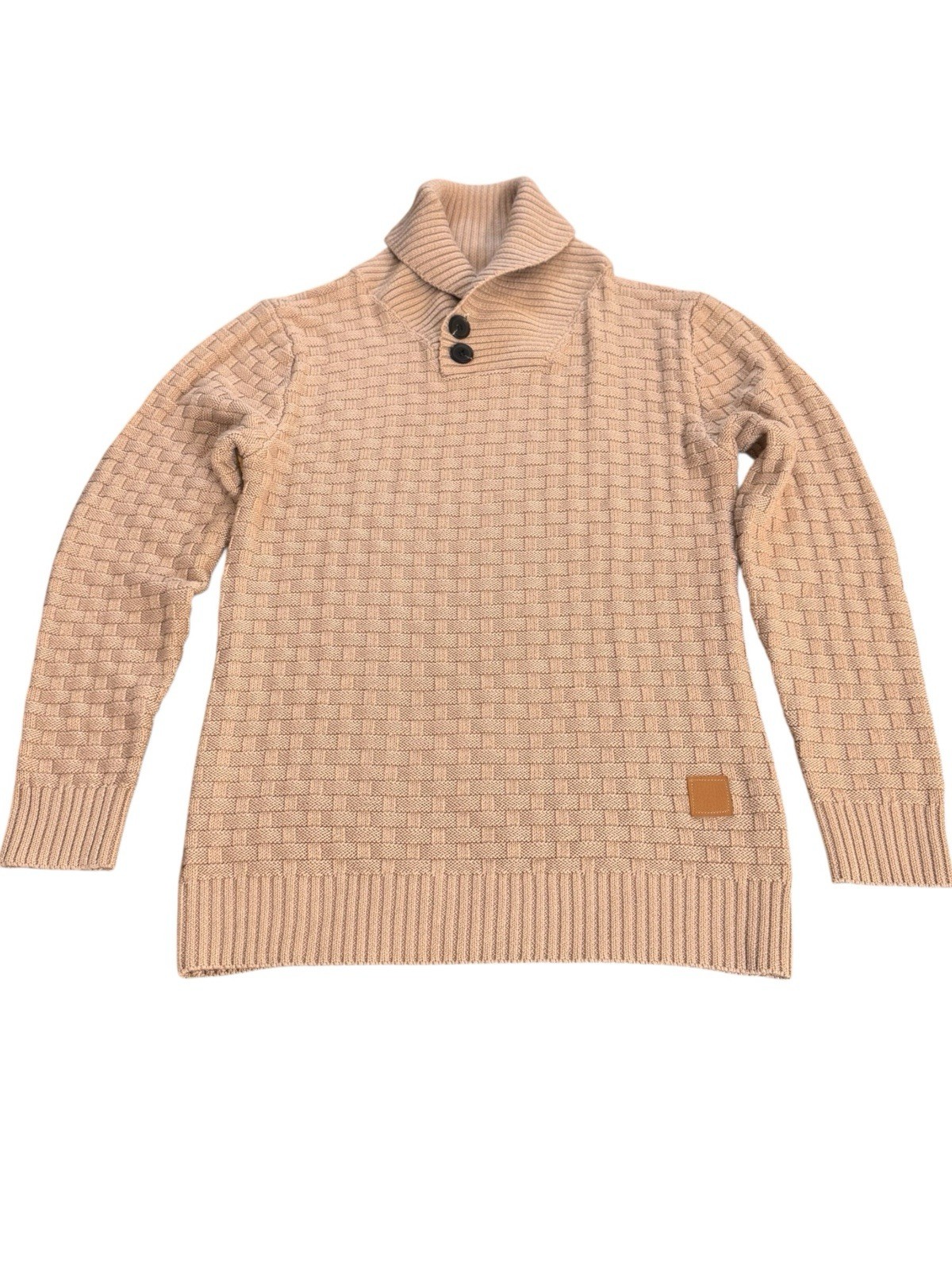COOFANDY Shawl Collar Button Pullover Sweater Tan… - image 2