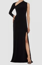 Betsy & Adam Women's Black Asymmetric-Neck One-Sleeve Gown Dress Size 6