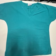 Landau Scrub Top Womens Medium Green Short Sleeve Pockets V-Neck Medical