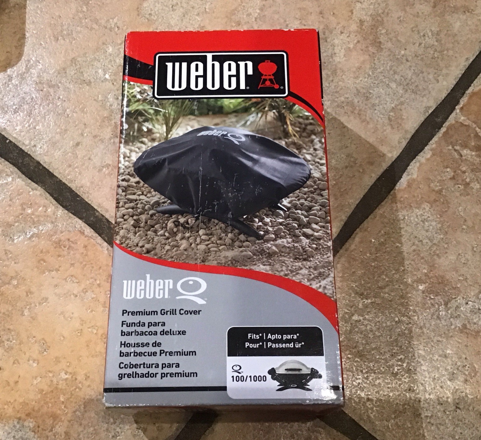 Weber 7110 Bonnet Premium Grill Cover fits Q1000/100 Black Waterproof UV-Resist