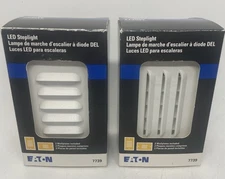 2 pack Eaton LED Steplight WHITE w/ 2 Cover Options 7739W-BX-LW **NEW**