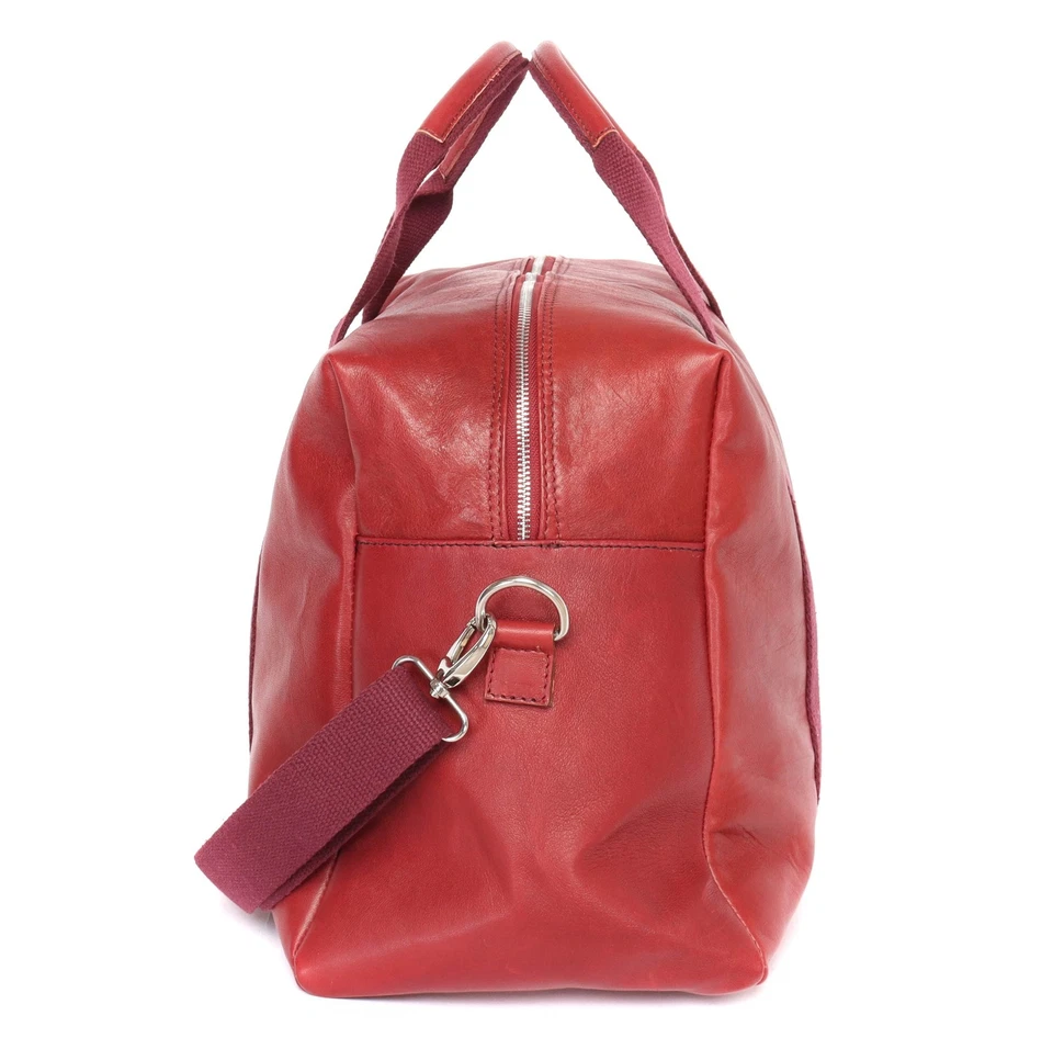 BOLSO DE VIAJE NUEVO CON ETIQUETAS LABONIA Napoli piel de becerro genuina borgoña lujo hecho a mano Italia Foto 3 de 4