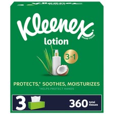 Kleenex Lotion Facial Tissues 120 Count 3 Ply with Coconut Oil Aloe Vitamin E