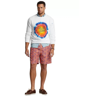 Teilen Polo Ralph Lauren - Logo Tie-Dye-Print Graphic Fleece Sweatshirt in White