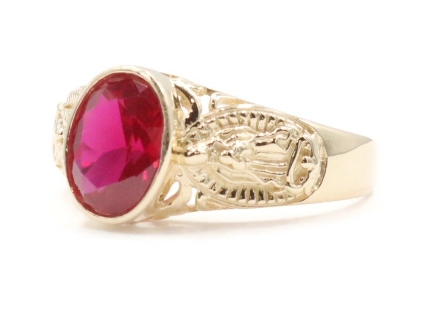 Solitaire 1.40 Ctw Oval Lab-Created Ruby 14KT Yel… - image 2