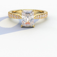 2 CT Radiant Cut Lab Grown Diamond Engagement Ring With Hidden Halo | 14k Gold