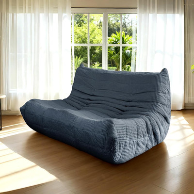 Mid-Century Armless Loveseat Sofa in Soft Corduroy - Twin Floor Lounger