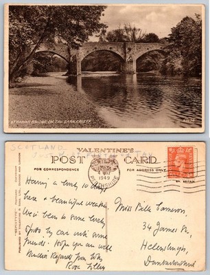 Strowan Bridge River Earn Crieff Scotland Sepiatype Postcard 1949 Posted