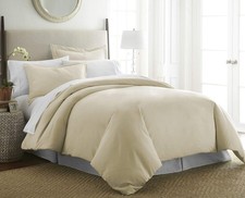 New Home Collections Premium Ultra Soft Solid Duvet Cover Set King, Ivory Beige 