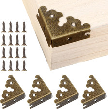 4PCS Antique Bronze Metal Corner Guards Furniture Box Protector Brackets Screws