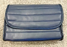 Vintage Blue Quilted Finnair Amenity Kit Travel Pouch Toiletry Case
