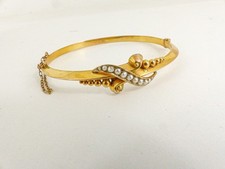 9ct Rose Gold Peal Bangle Edwardian Antique Hallmarked 1908 5.5 grams 6.75