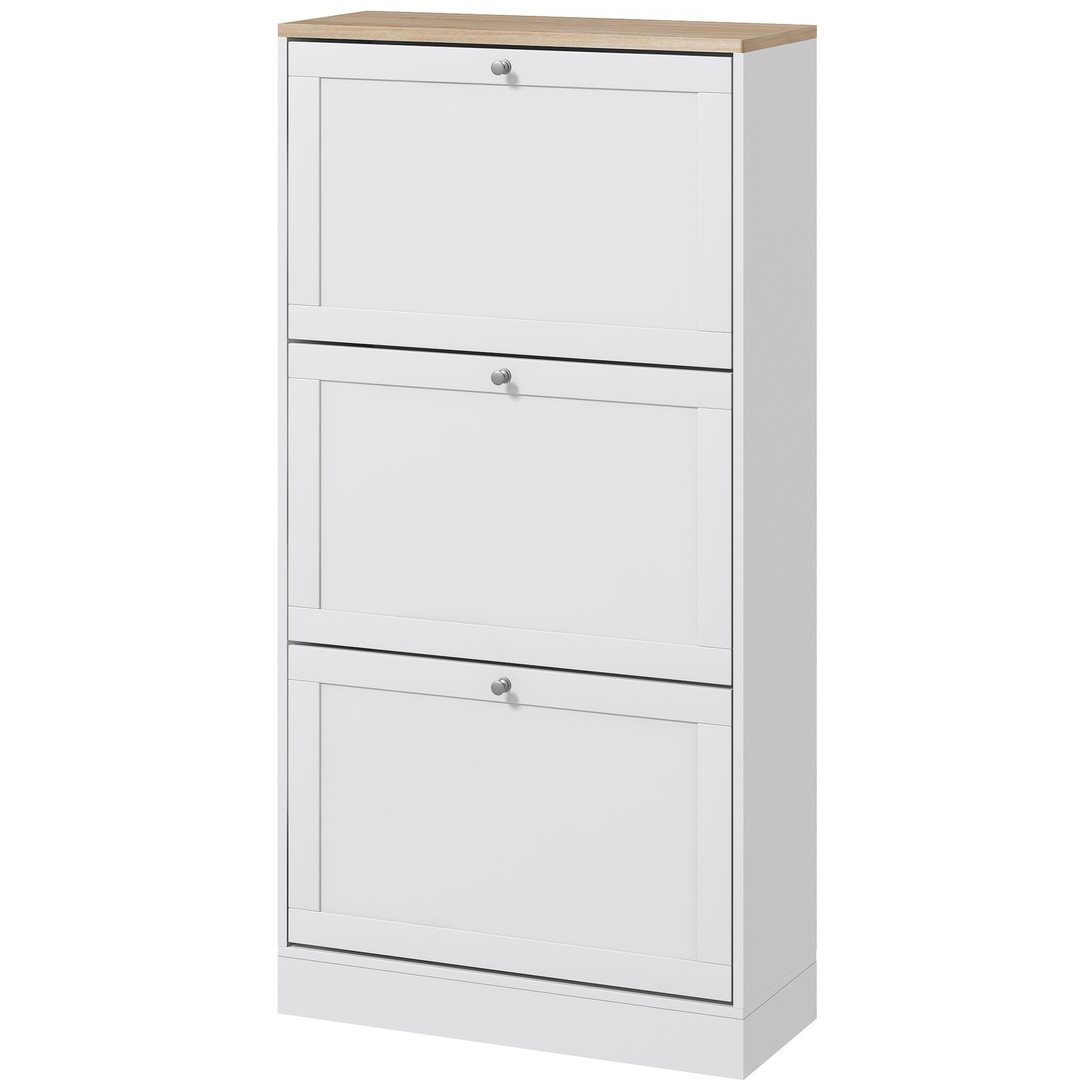 Scarpiera HOMCOM Bianca con 3 Cassetti Ribaltabili | Mobile Ingresso Legno