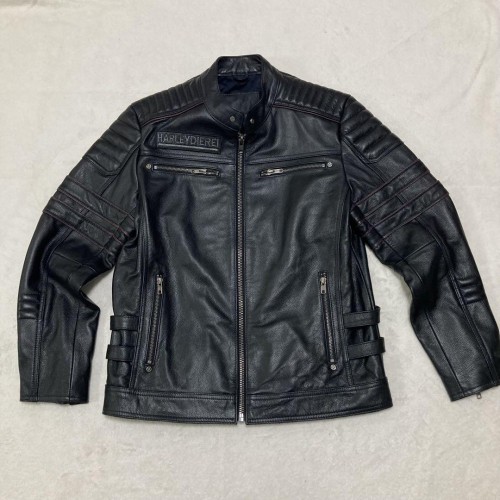 HARLEYDIEREI Cowhide Leather Riders Jacket Skull Embroidery L LTD