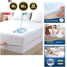 Queen Waterproof Zippered Mattress Encasement, Breathable, Noiseless, Machine...