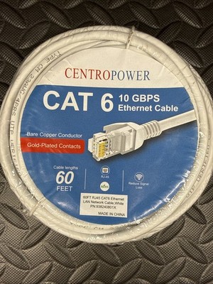 60FT Ethernet Cable RJ45 LAN Cat5e/Cat6 High Speed PS5 Xbox Gaming WHITE