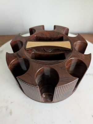 Vintage Lowe Marbled Poker Chip Caddy Carrier Brown Faux Wood