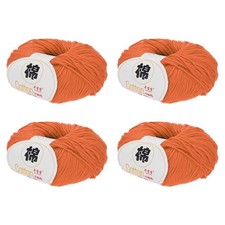 Cotton Yarn, Soft Knitting Yarn 4 Packages of 200g/7.05oz/ Orange